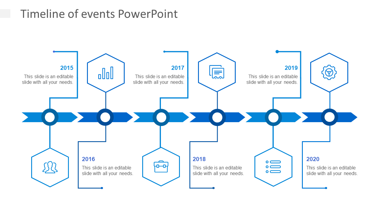 timeline of events powerpoint-blue